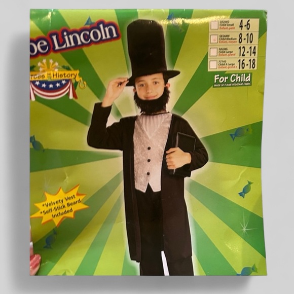 Forum Novelties Abraham Lincoln Honest Abe child youth costume size Medium - Picture 1 of 9